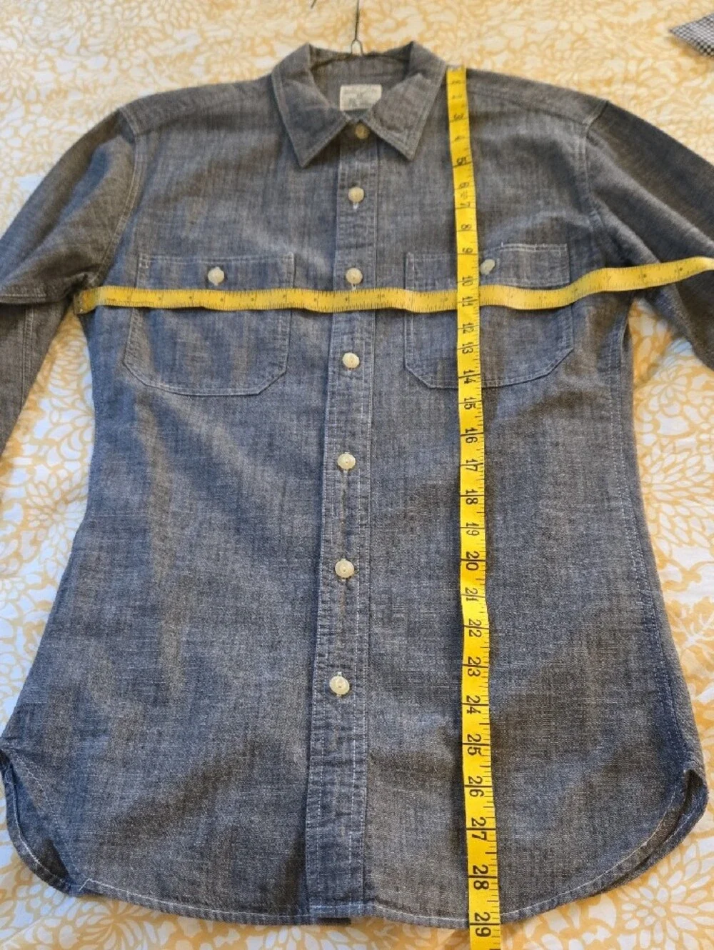 J. Crew Mens Black Chambray Long-Sleeve Button-Down Shirt